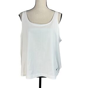 Nike X-Large Tank Top Loose Fit Stretch Scoop Neck Pleated Sleeveless White New